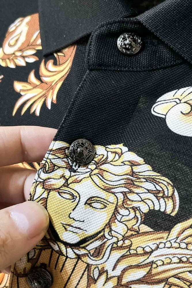 1:1 quality version Luxury Nautical Baroque Style All Over Seashell Coral Mermaid Medusa Print Polo Shirt 29143763