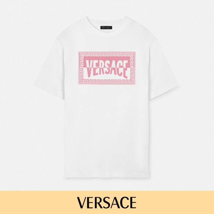 Minimal Pastel Pink Border Geometric Logo Double Line Text Unisex T-shirt 2 colors 29140134