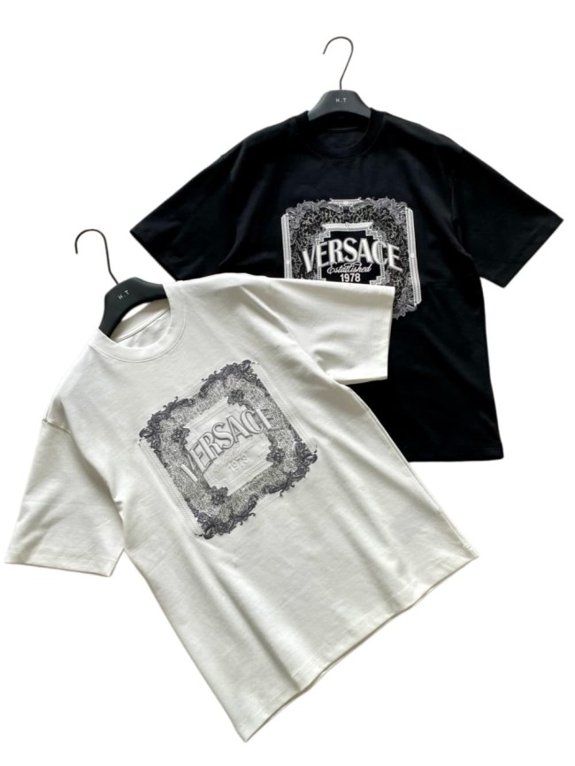 Vintage Baroque Style Square Scroll Frame Versace Letter Embroidery Est.1978 T-shirt 2 colors 29139977