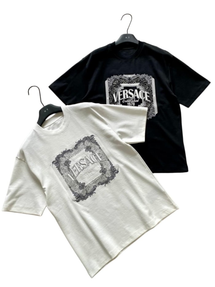Vintage Baroque Style Square Scroll Frame Versace Letter Embroidery Est.1978 T-shirt 2 colors 29139977