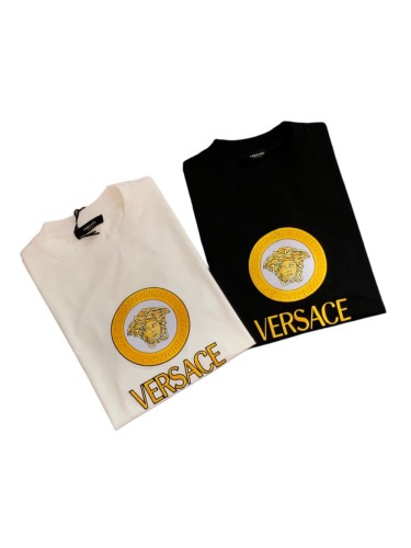 Minimal Luxury Style Golden Greca Circle Medusa Graphic Brand Letter Print T-shirt 2 colors 29140065