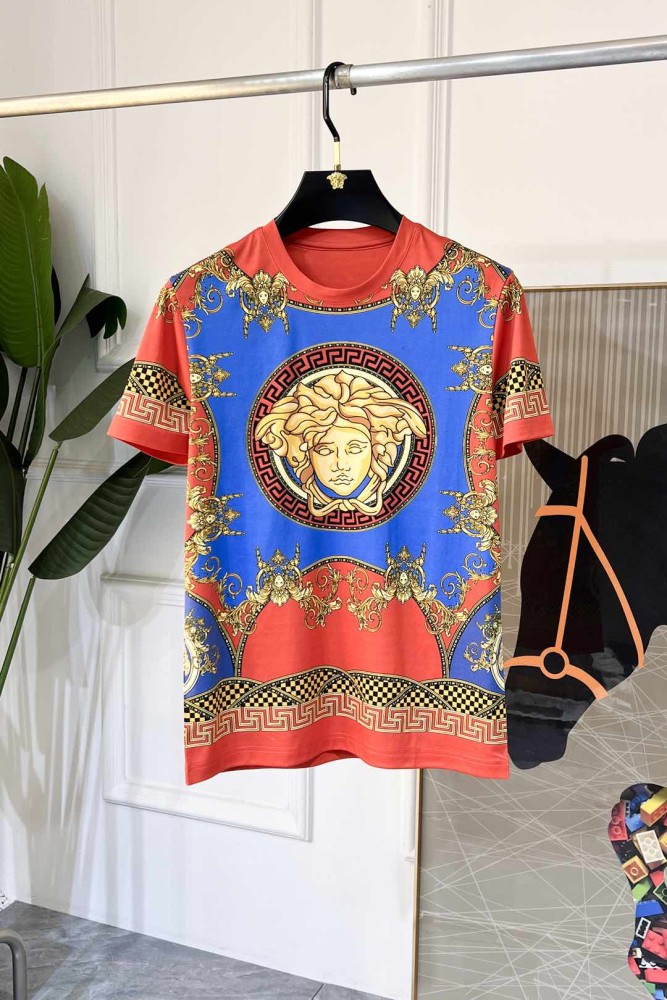 1:1 quality version Baroque All Over Golden Scroll Greca Circle Medusa Graphic T-shirt 2 colors 29143754