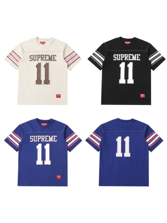 1:1 quality version Striped No.11 Rhinestone Inlaid Football Style Tee 3 colors 29093703