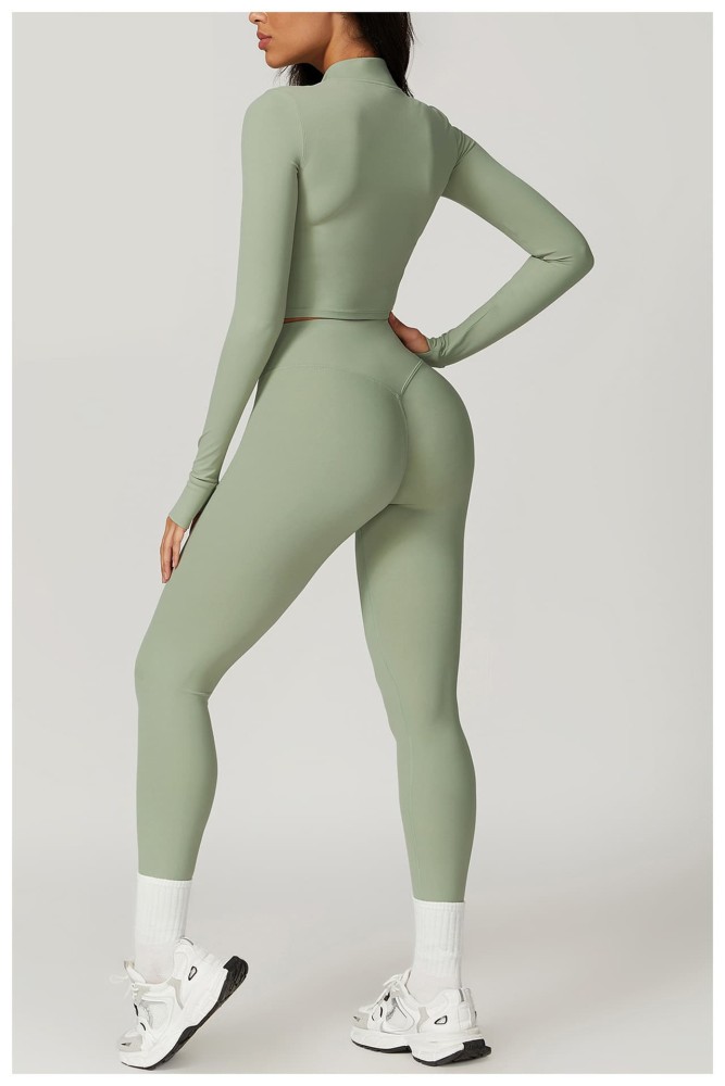 Fitted Naked Feel Shockproof High Waist Yoga Pants Three Piece Set 10 colors 29201425