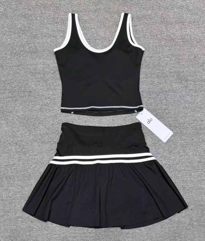 Seam Strap Naked Feel Quick Dry Tank & High Waist Yoga Skort Set 3 colors 29201417