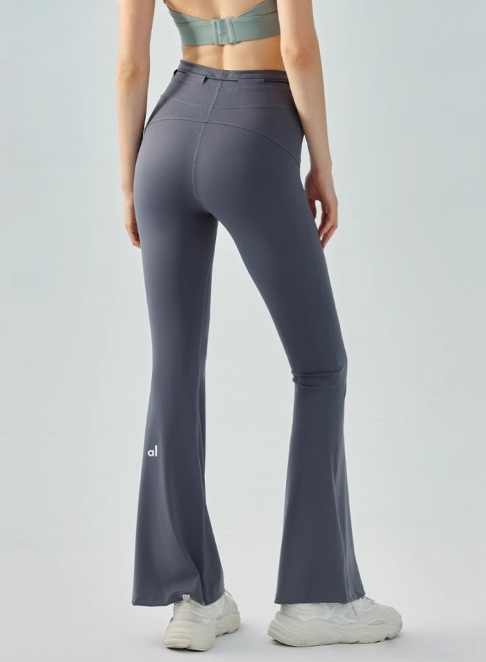 Cord Lock Toggle One Piece High Waist Yoga Flared Pants 4 colors 29201423
