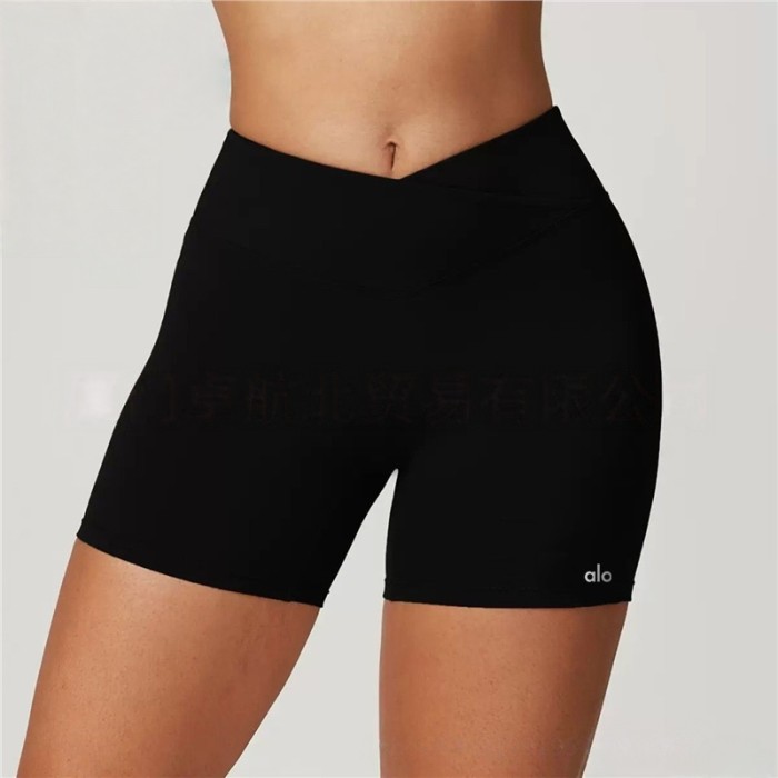 Back Cutout Fitted Top Cross High Waist Shorts Yoga Set 5 colors 29201426