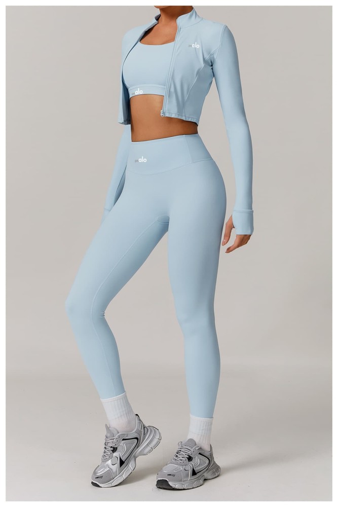 Fitted Naked Feel Shockproof High Waist Yoga Pants Three Piece Set 10 colors 29201425