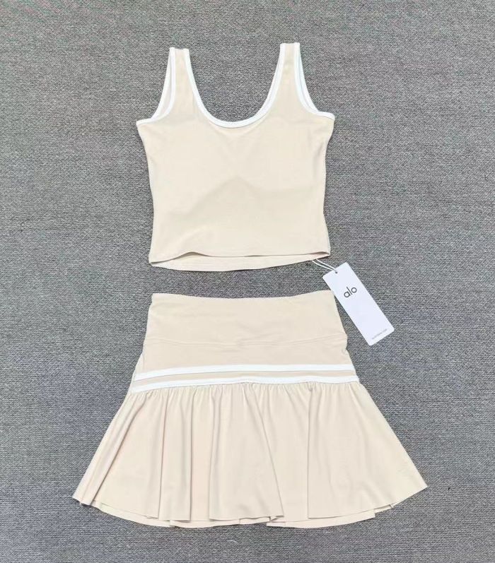 Seam Strap Naked Feel Quick Dry Tank & High Waist Yoga Skort Set 3 colors 29201417