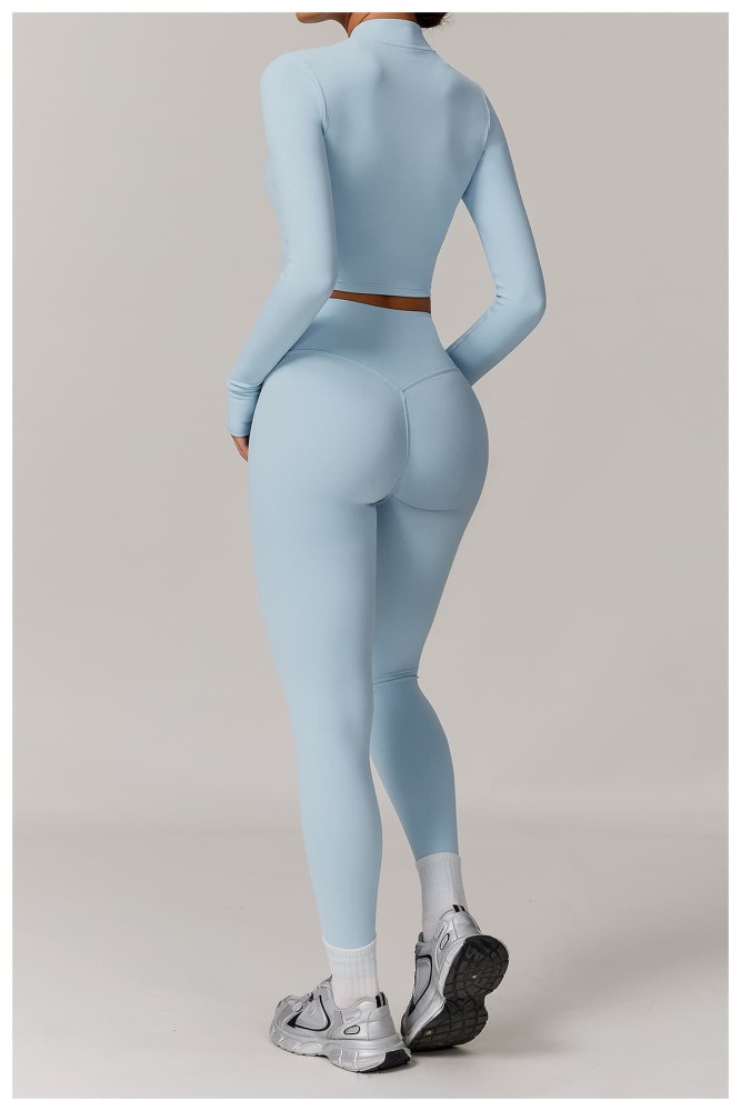 Fitted Naked Feel Shockproof High Waist Yoga Pants Three Piece Set 10 colors 29201425