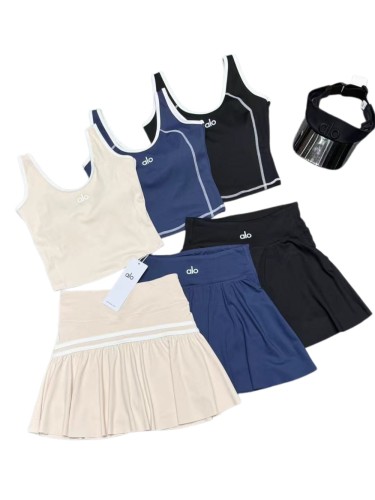 Seam Strap Naked Feel Quick Dry Tank & High Waist Yoga Skort Set 3 colors 29201417