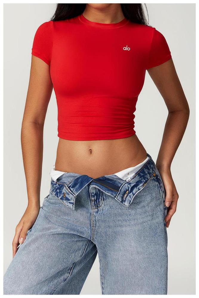 Workout Training Cropped Fitted Short Sleeve Yoga Tee 7 colors 29201419