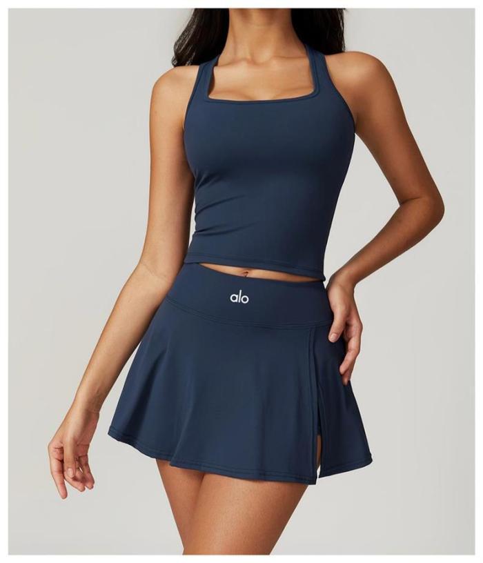 Tank Top A-Line One-Piece Tennis Skort Yoga Set 5 colors 29201418
