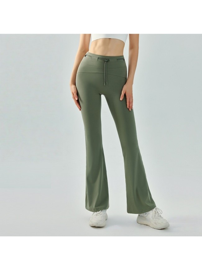 Cord Lock Toggle One Piece High Waist Yoga Flared Pants 4 colors 29201423