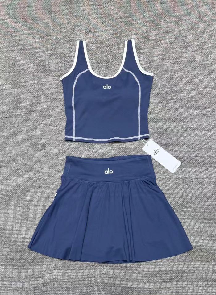 Seam Strap Naked Feel Quick Dry Tank & High Waist Yoga Skort Set 3 colors 29201417