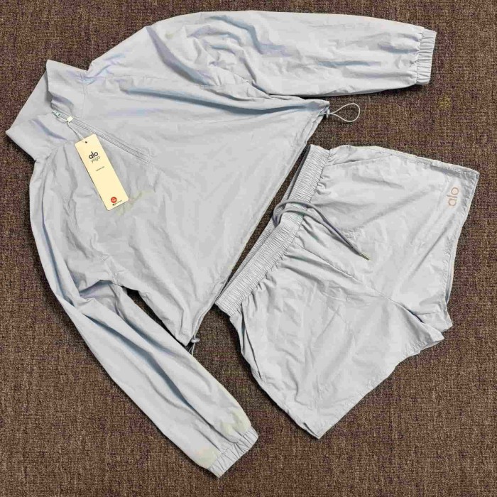 American Style Waist Cutout Design Zip Cropped Sports Set 6 colors 29201427