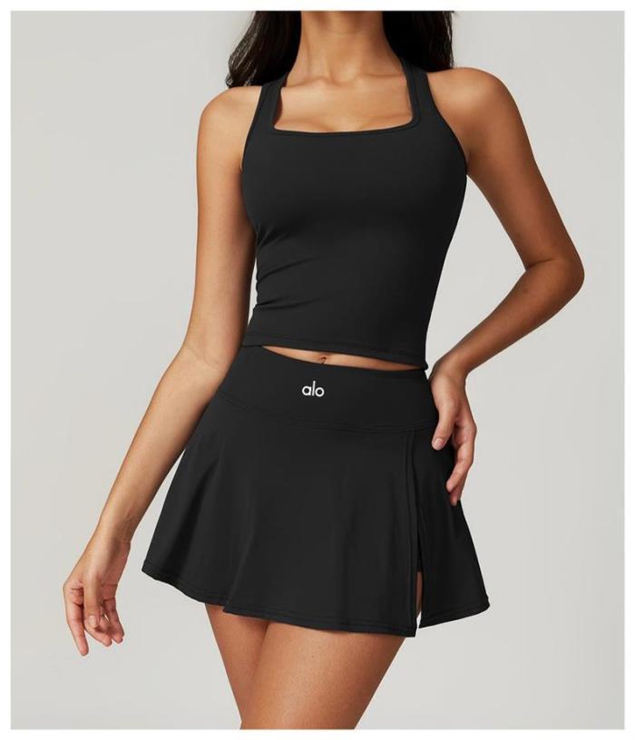 Tank Top A-Line One-Piece Tennis Skort Yoga Set 5 colors 29201418