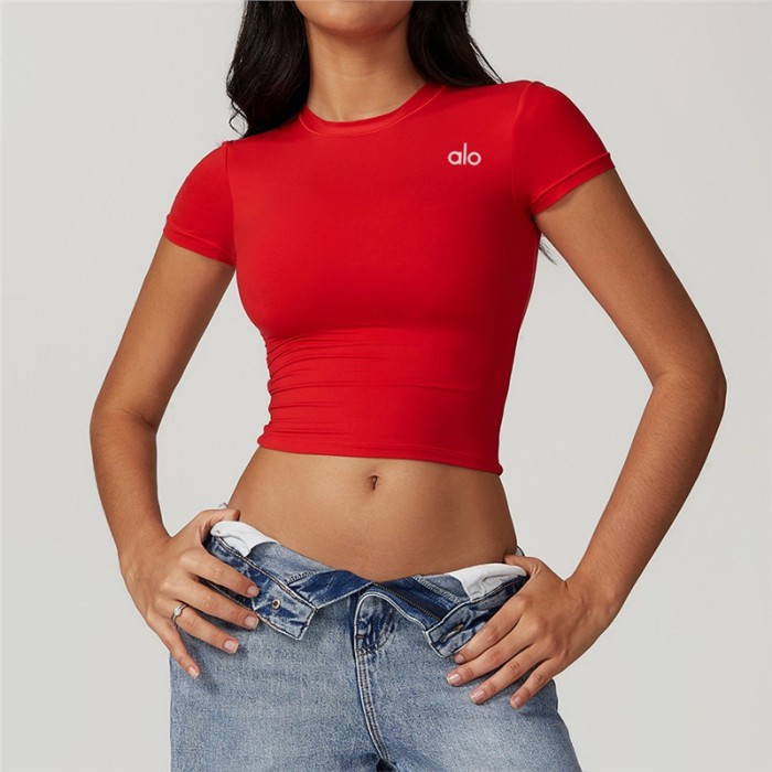 Workout Training Cropped Fitted Short Sleeve Yoga Tee 7 colors 29201419