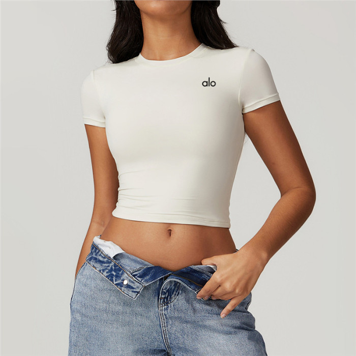 Workout Training Cropped Fitted Short Sleeve Yoga Tee 7 colors 29201419