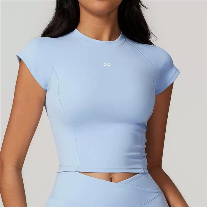 Back Cutout Fitted Top Cross High Waist Shorts Yoga Set 5 colors 29201426