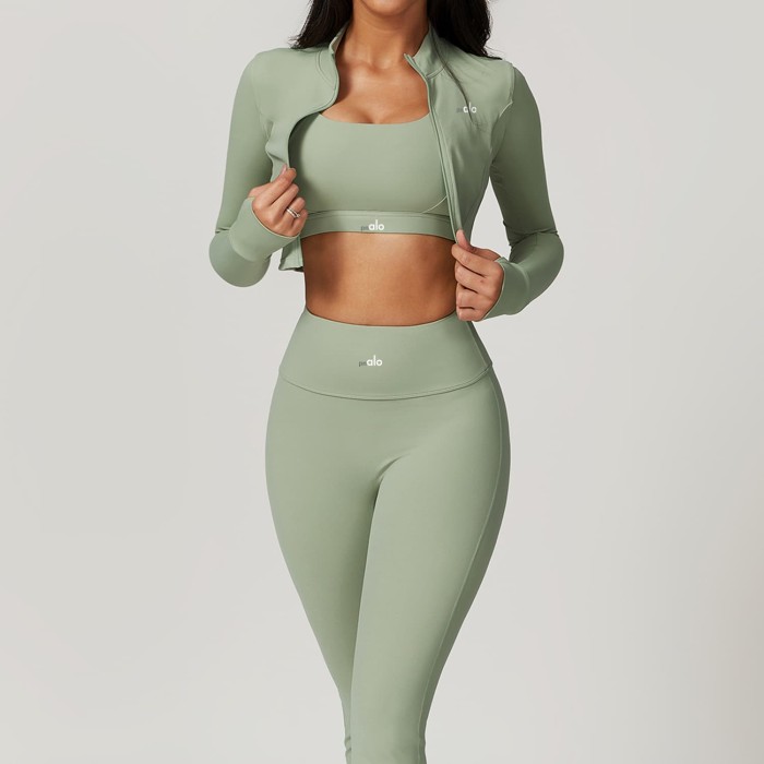 Fitted Naked Feel Shockproof High Waist Yoga Pants Three Piece Set 10 colors 29201425