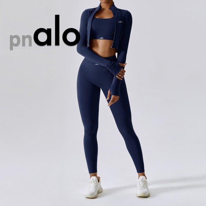 Fitted Naked Feel Shockproof High Waist Yoga Pants Three Piece Set 10 colors 29201425