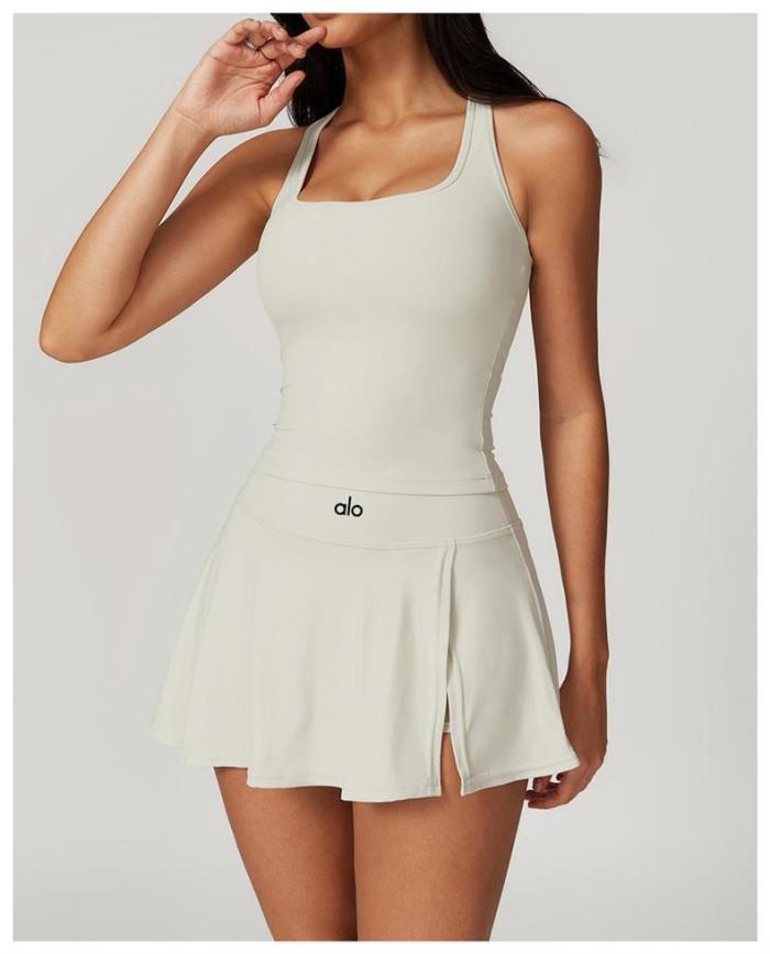 Tank Top A-Line One-Piece Tennis Skort Yoga Set 5 colors 29201418
