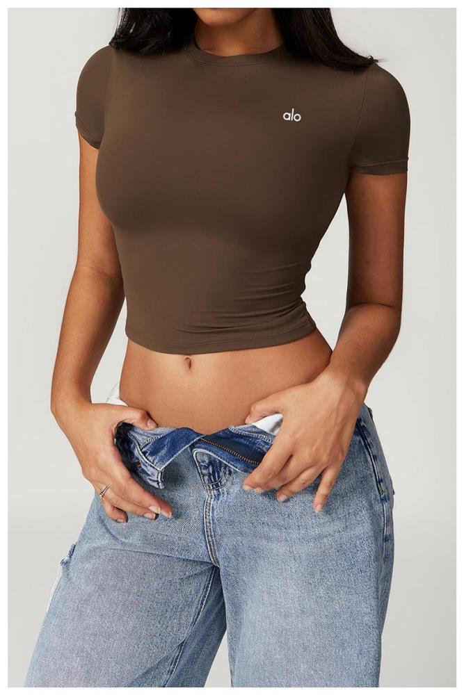 Workout Training Cropped Fitted Short Sleeve Yoga Tee 7 colors 29201419