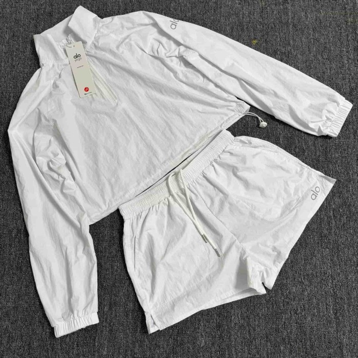American Style Waist Cutout Design Zip Cropped Sports Set 6 colors 29201427