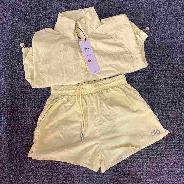 American Style Waist Cutout Design Zip Cropped Sports Set 6 colors 29201427
