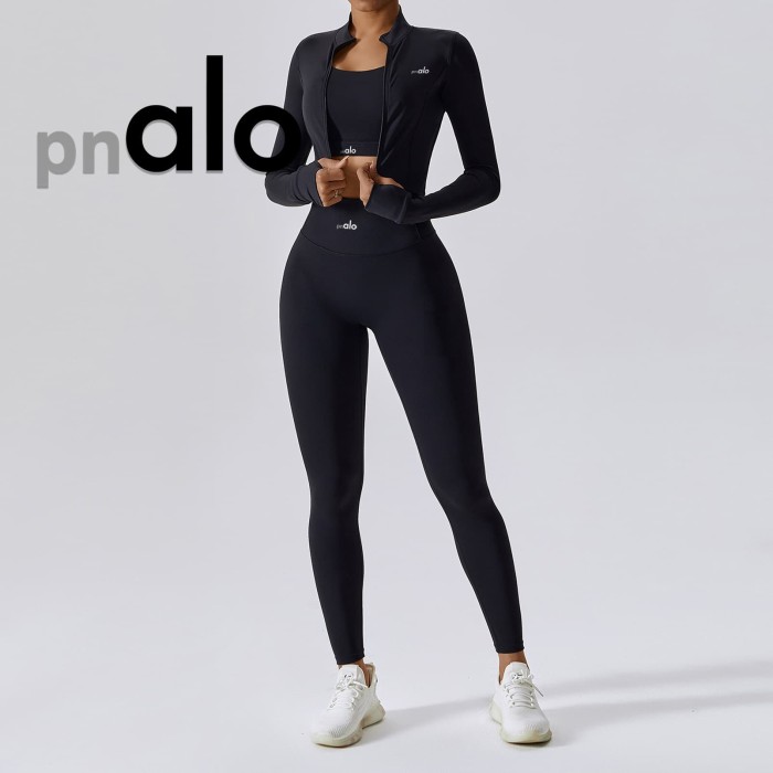 Fitted Naked Feel Shockproof High Waist Yoga Pants Three Piece Set 10 colors 29201425