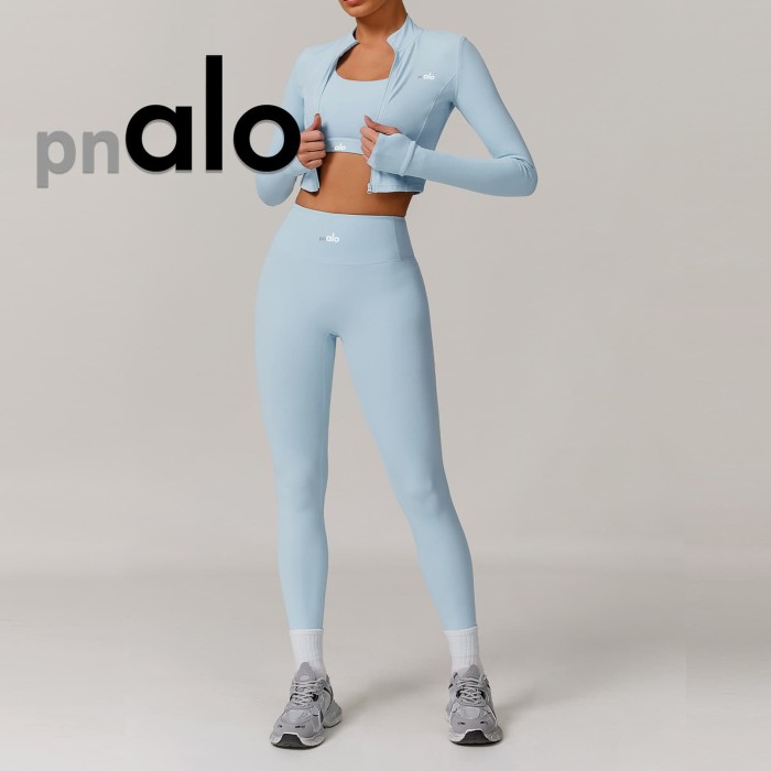Fitted Naked Feel Shockproof High Waist Yoga Pants Three Piece Set 10 colors 29201425