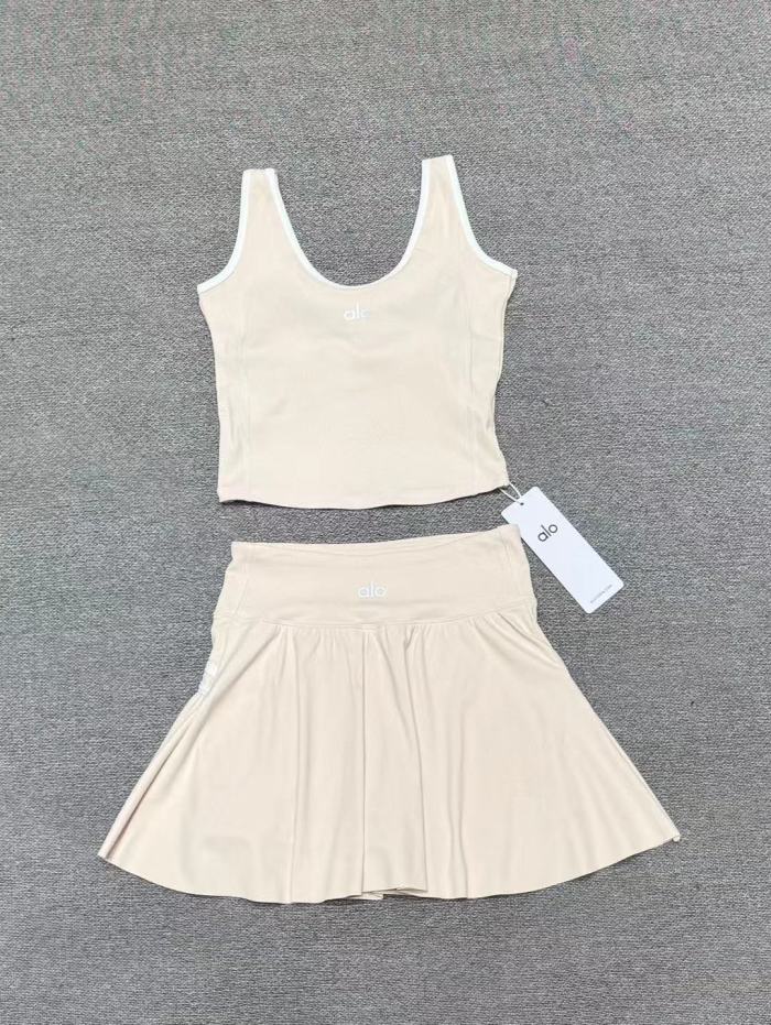 Seam Strap Naked Feel Quick Dry Tank & High Waist Yoga Skort Set 3 colors 29201417
