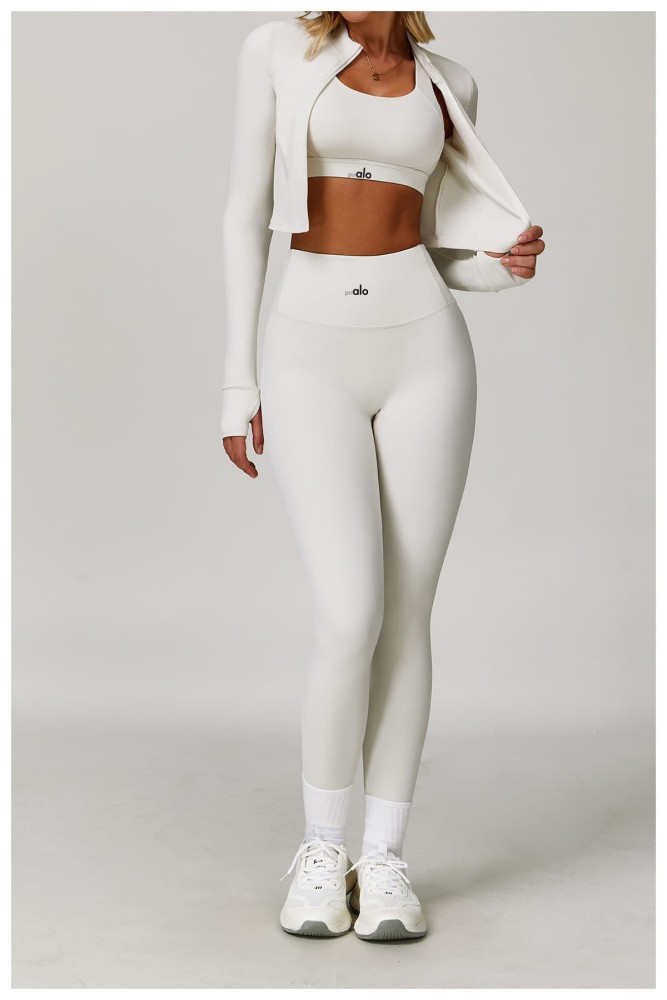 Fitted Naked Feel Shockproof High Waist Yoga Pants Three Piece Set 10 colors 29201425