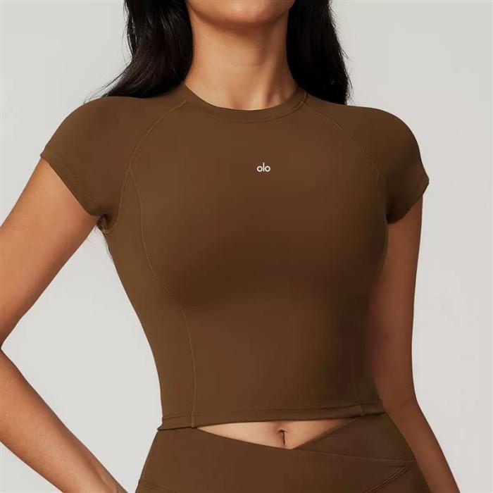 Back Cutout Fitted Top Cross High Waist Shorts Yoga Set 5 colors 29201426