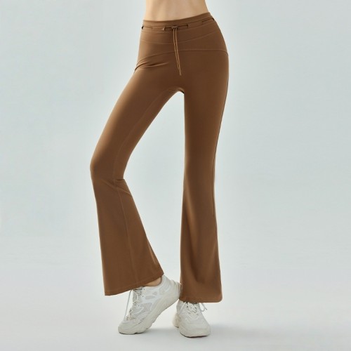 Cord Lock Toggle One Piece High Waist Yoga Flared Pants 4 colors 29201423