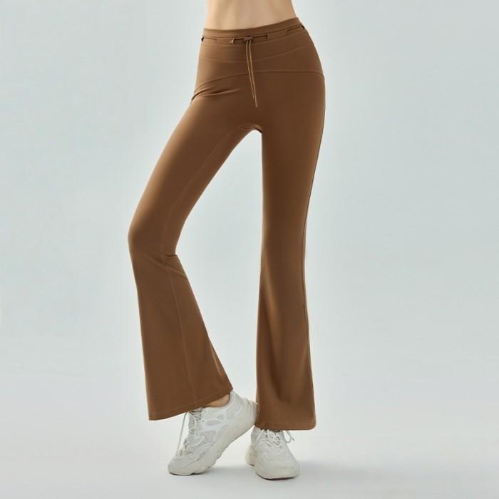 Cord Lock Toggle One Piece High Waist Yoga Flared Pants 4 colors 29201423