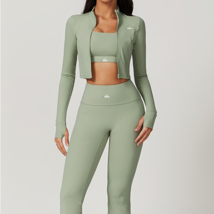 Fitted Naked Feel Shockproof High Waist Yoga Pants Three Piece Set 10 colors 29201425
