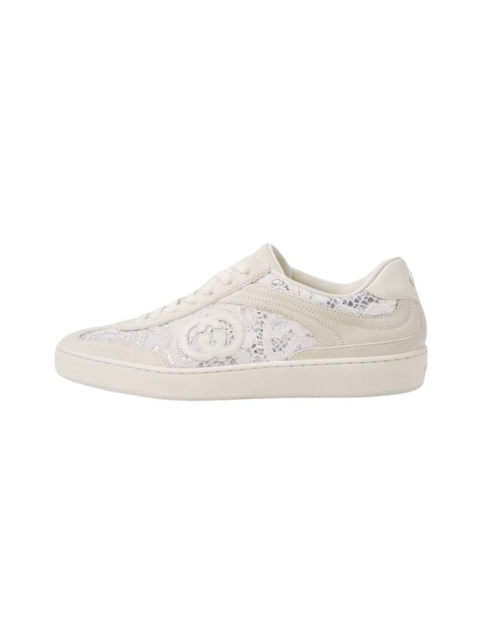 1:1 quality version Gucci White GG Lace Suede Sneakers 28974157