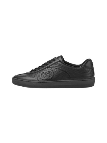 1:1 quality version Black Leather Perforated Low Top Sneakers 28974171