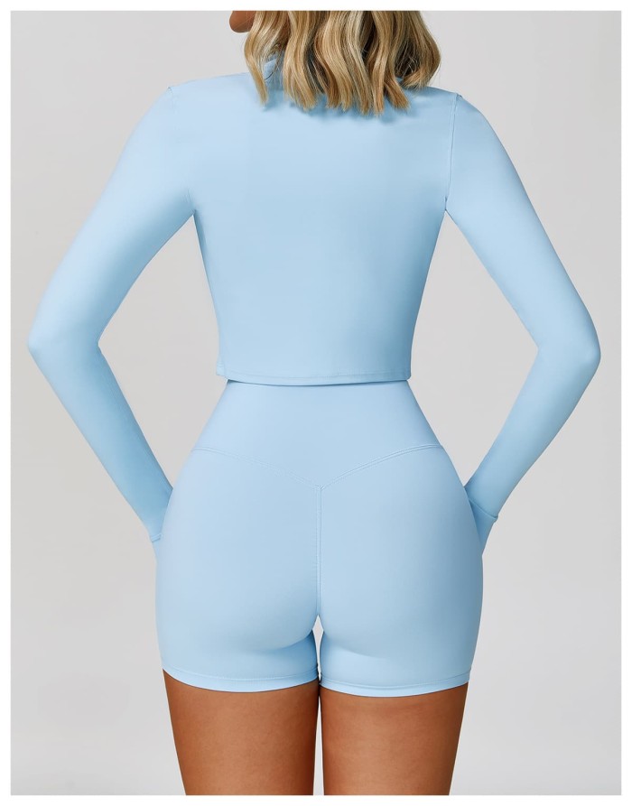 Seamless Naked Feel Shockproof High Waist Yoga Shorts 3-Piece Set 10 colors 29202627
