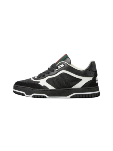 1:1 quality version Re-Web Black White GG Canvas Leather Low Top Sneakers Lace-Up Shoes 28974469