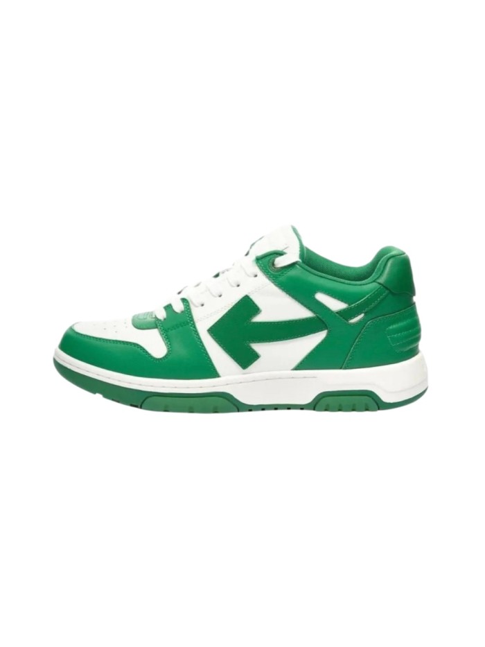 1:1 quality version OW Out Of Office OOO Low Tops White Green OMIA189C99LEA0010155