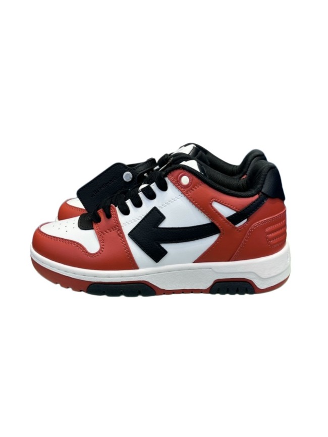 1:1 quality version OW Out Of Office OOO Low Tops Black White Red OMIA189S23LEA0012510