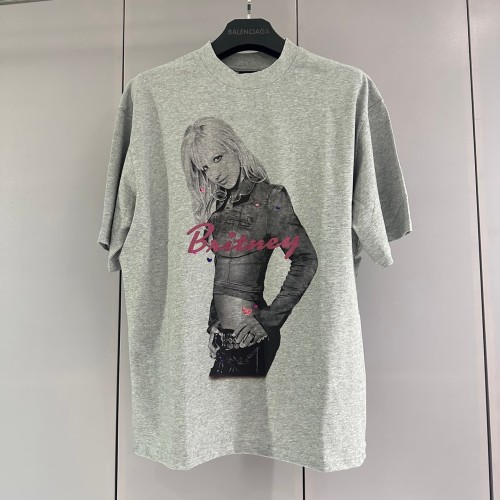 1:1 quality version Hot Girl Style Britney Gray Printed Washed Tee 29222331
