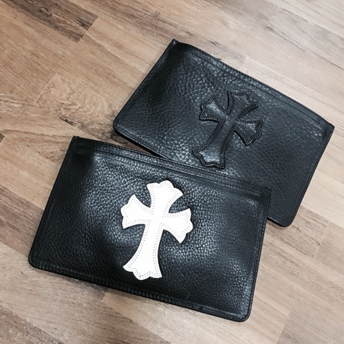 1:1 quality version Cow Leather Black White Cross Patch Slim Cash Card Wallet 2 colors 29222380