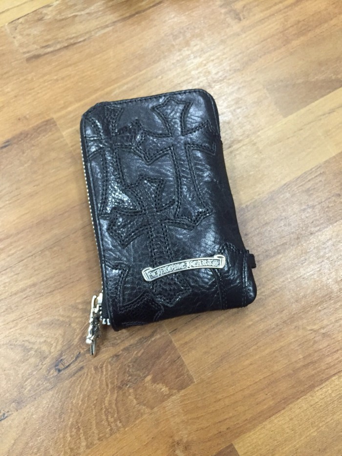 1:1 quality version Cow Leather Multi Cross Patch Metal Bar Logo Medium Zip Around Wallet Card Holder 2 colors 29222383