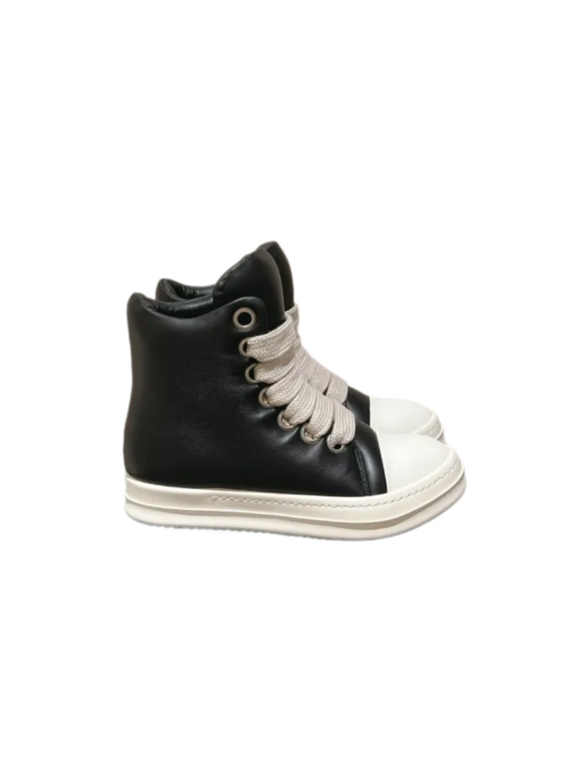 1:1 quality version Rick 0wens canvas hi sneaker shoes zipper black and white