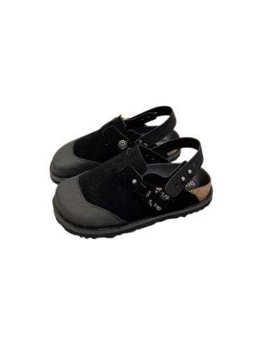 1:1 quality version Birkenst0ck half wrapped chamois sandals black grey