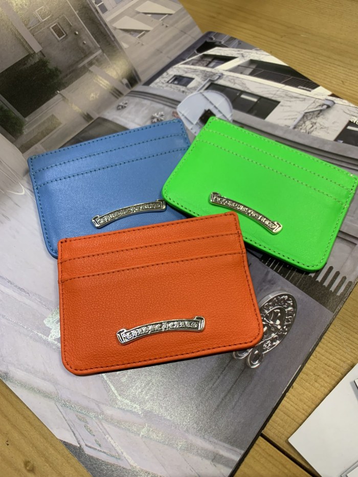 1:1 quality version Cowhide Card Holder Metal Bar Logo Slim Multi Slot Card Wallet 8 colors 29222373